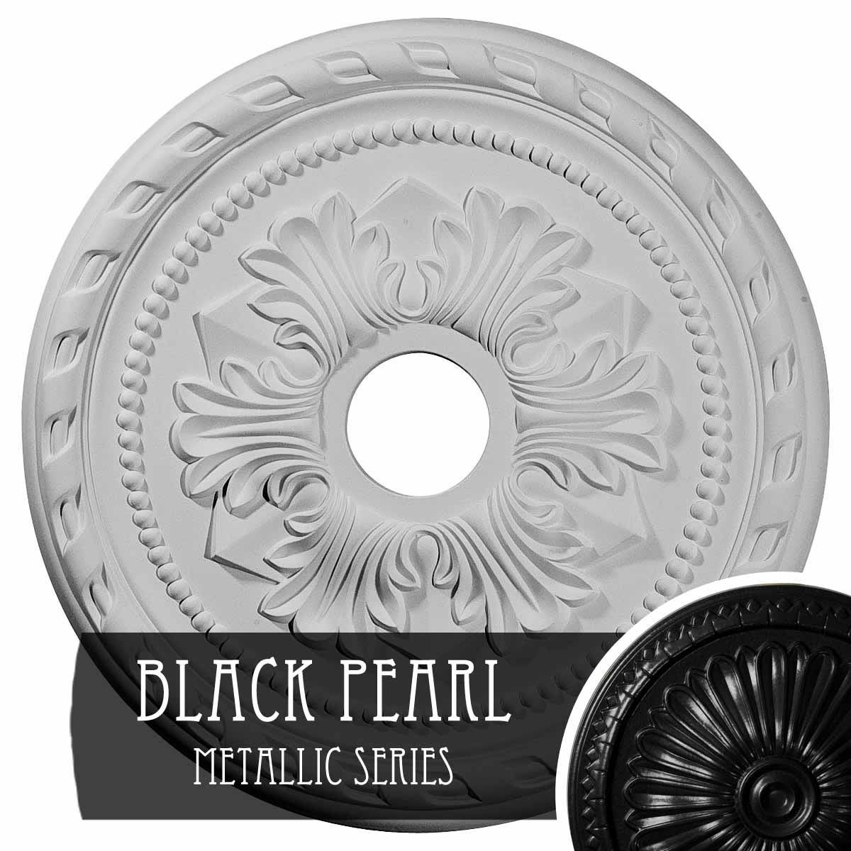 Hand-Painted Black Pearl Ceiling Medallion P781739