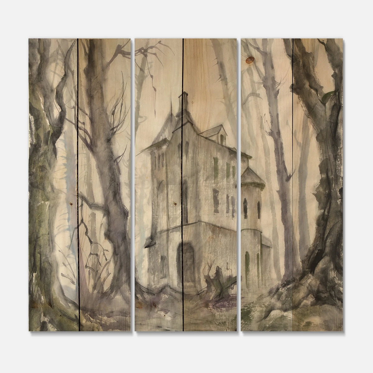 3 Panels 45 x 40 inches Print on Natural Pine Wood U72720