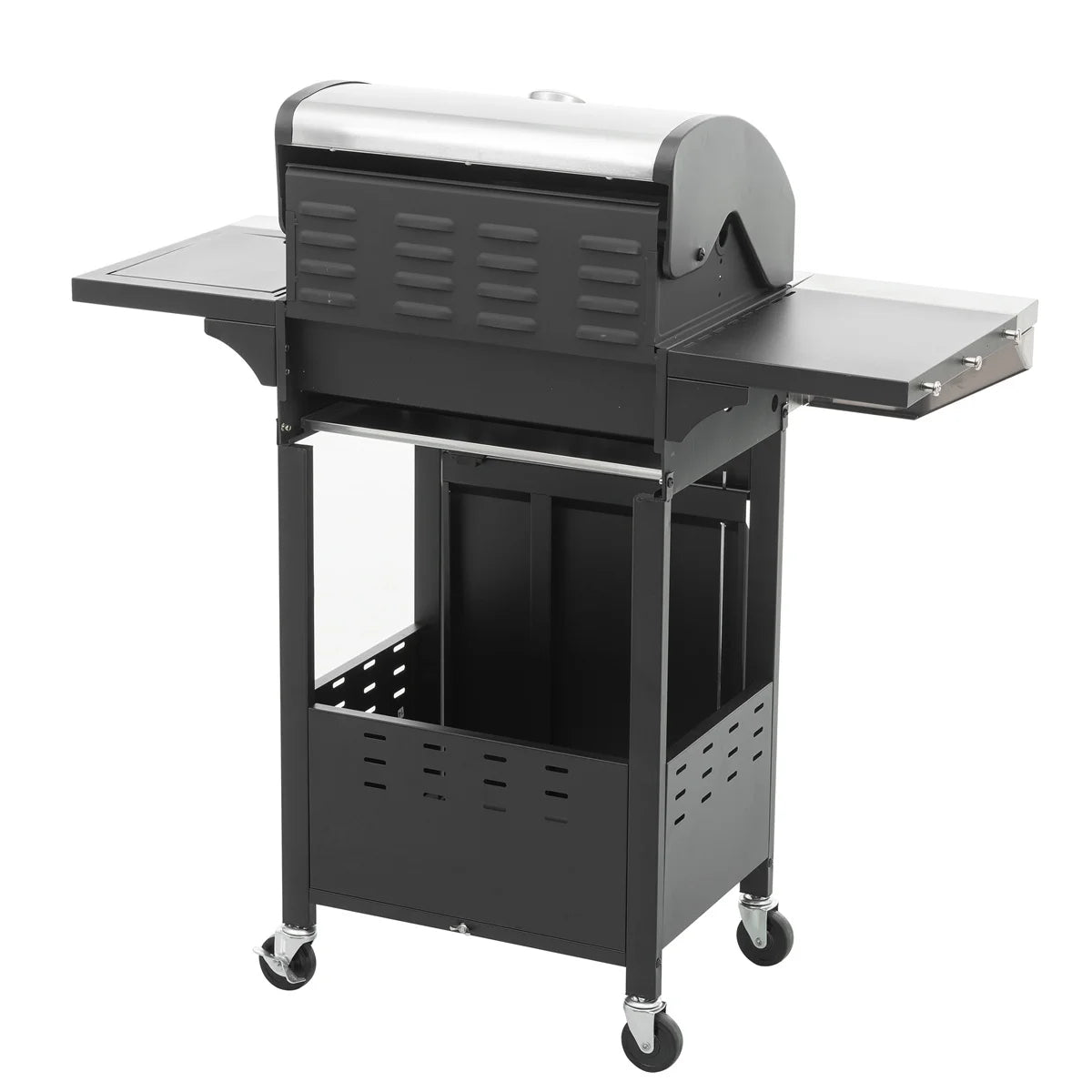 3 Burner Propane Gas Grill with Side Burner, Stainless Steel, Black H88955