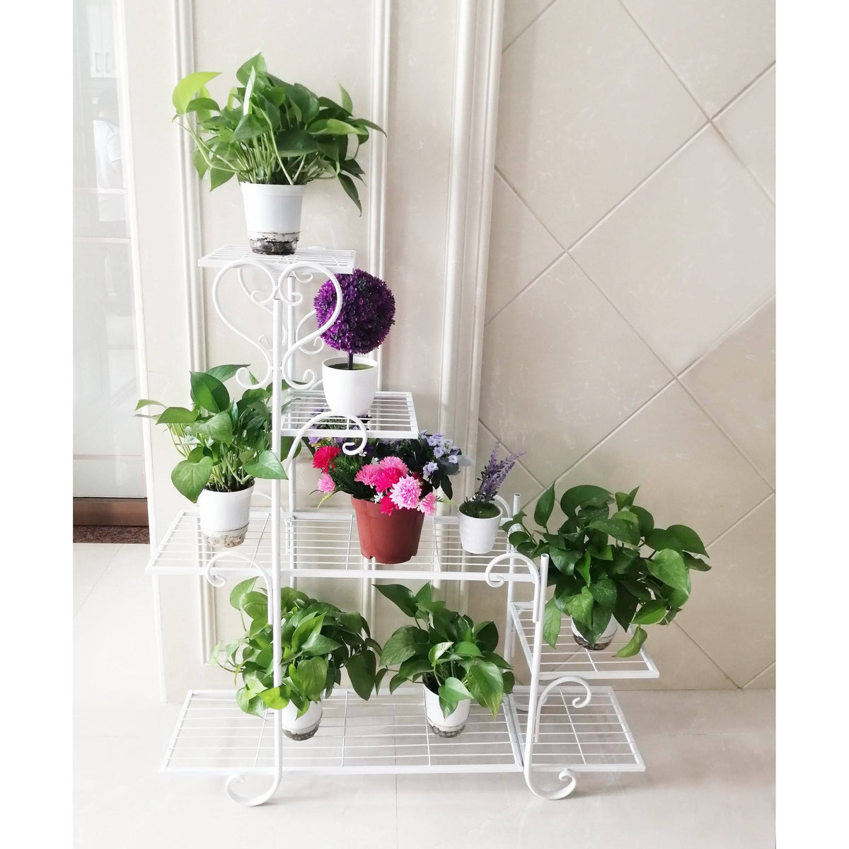 5 Tier Plant Stand Steps White O91348