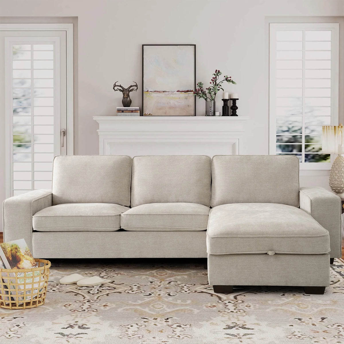 L-Shaped Sectional Sofa with Storage Chaise V933