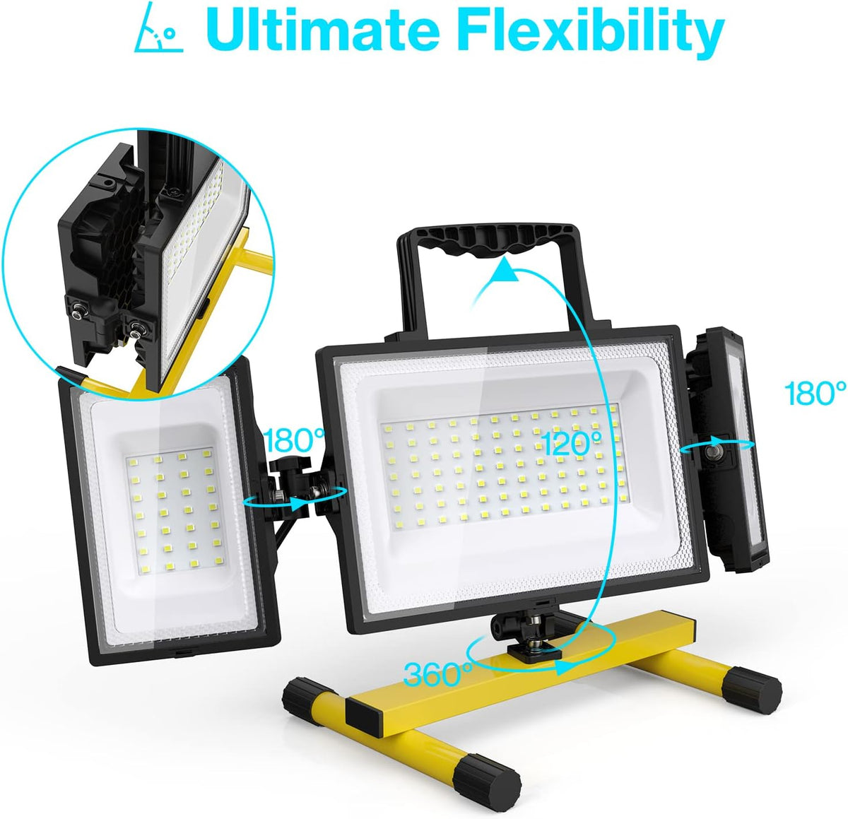 80W LED Work Light with Stand, 6500K Daylight White, Pack of 2 I912048