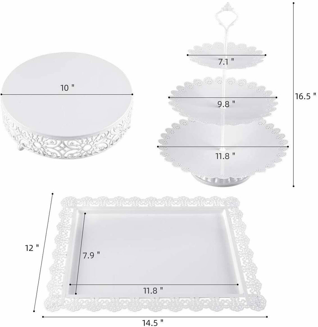 White Metal 3 Piece Cake Stand Set A84157