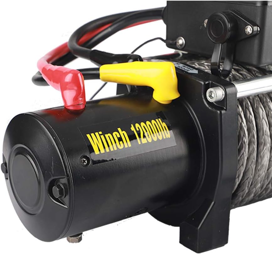 12V DC Winch with Synthetic Rope, 6 Ton (12,000 lb) Pulling Capacity W691611