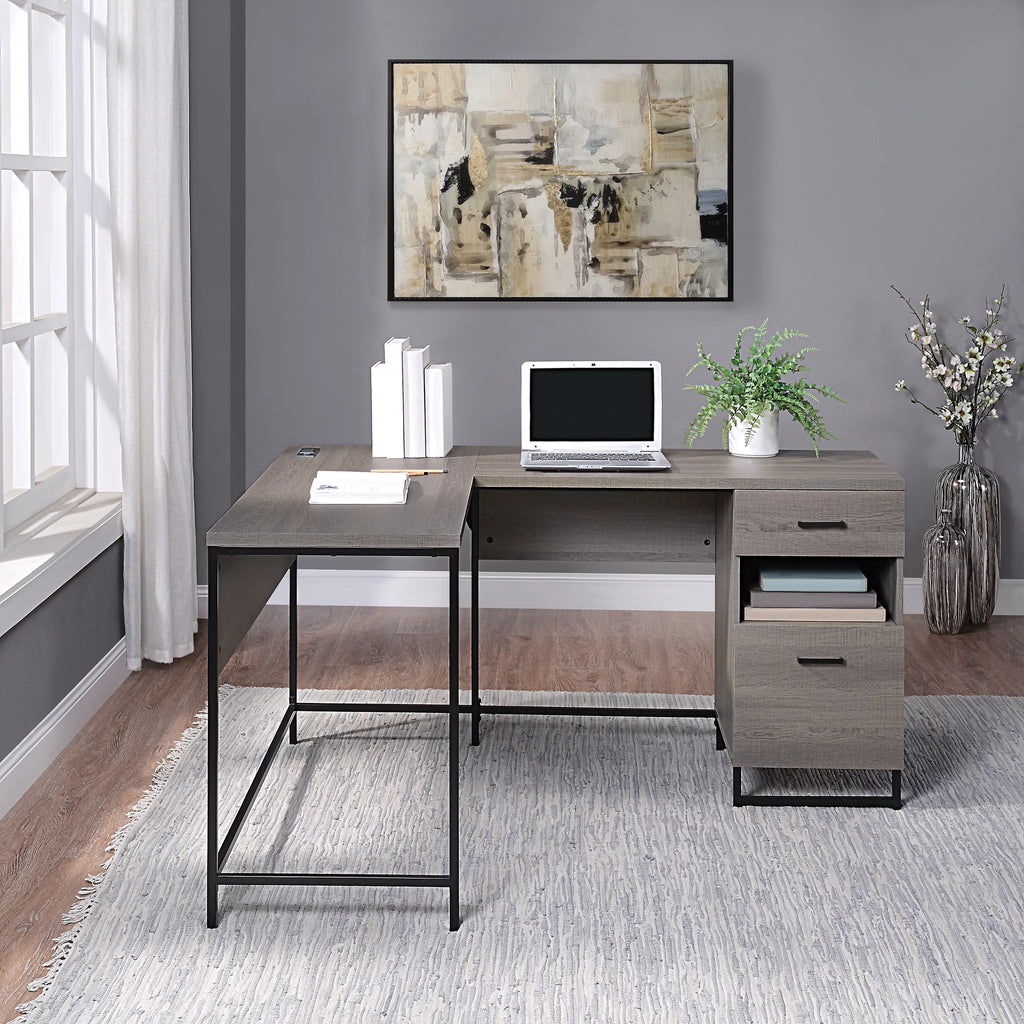 L-Shape Desk with Power and Storage G633