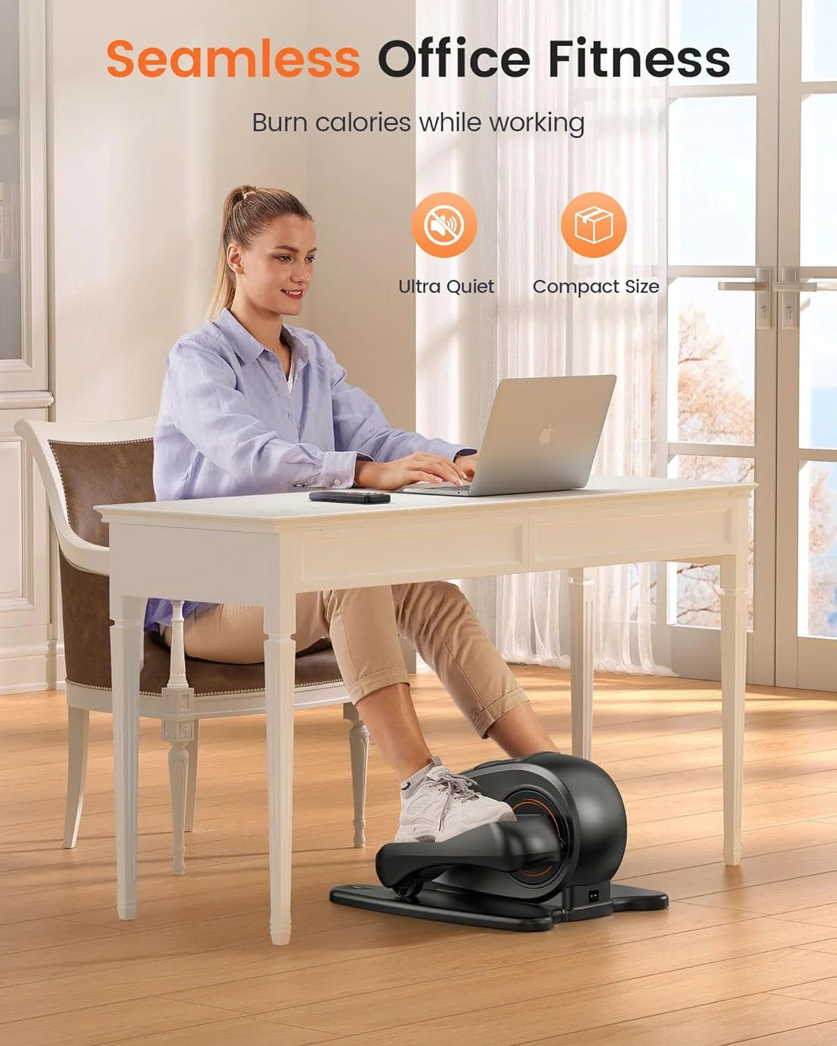 Under Desk Ellipticals Electric with Remote Control & Non-Slip Pedals K492