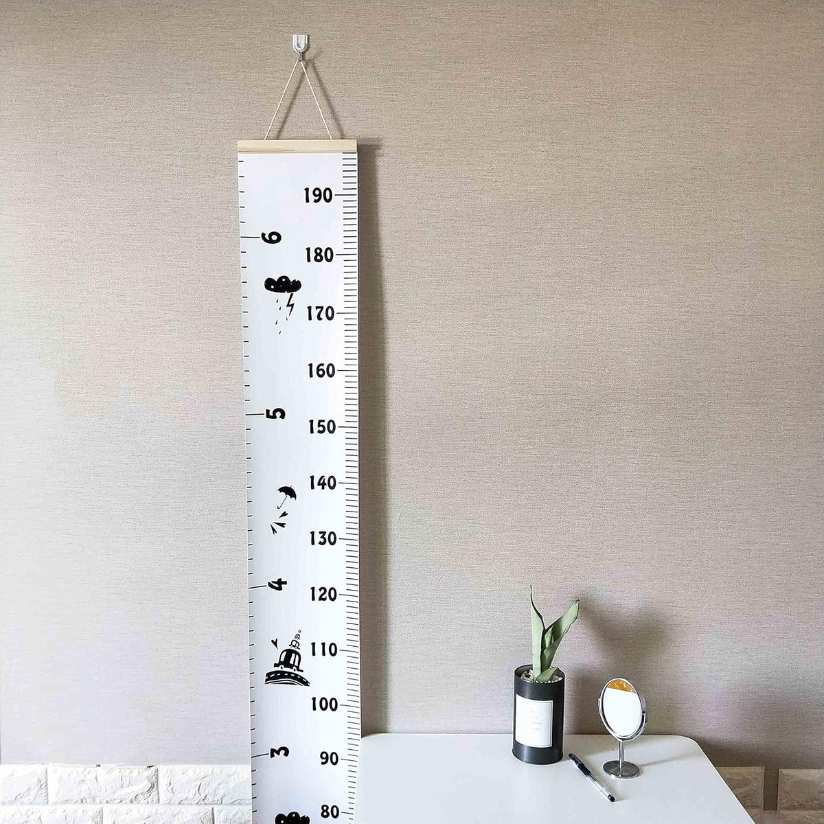 Kids Growth Chart Wood Frame Fabric Canvas Height Measurement Ruler 7.9 x 79in Pack of 2 Q374