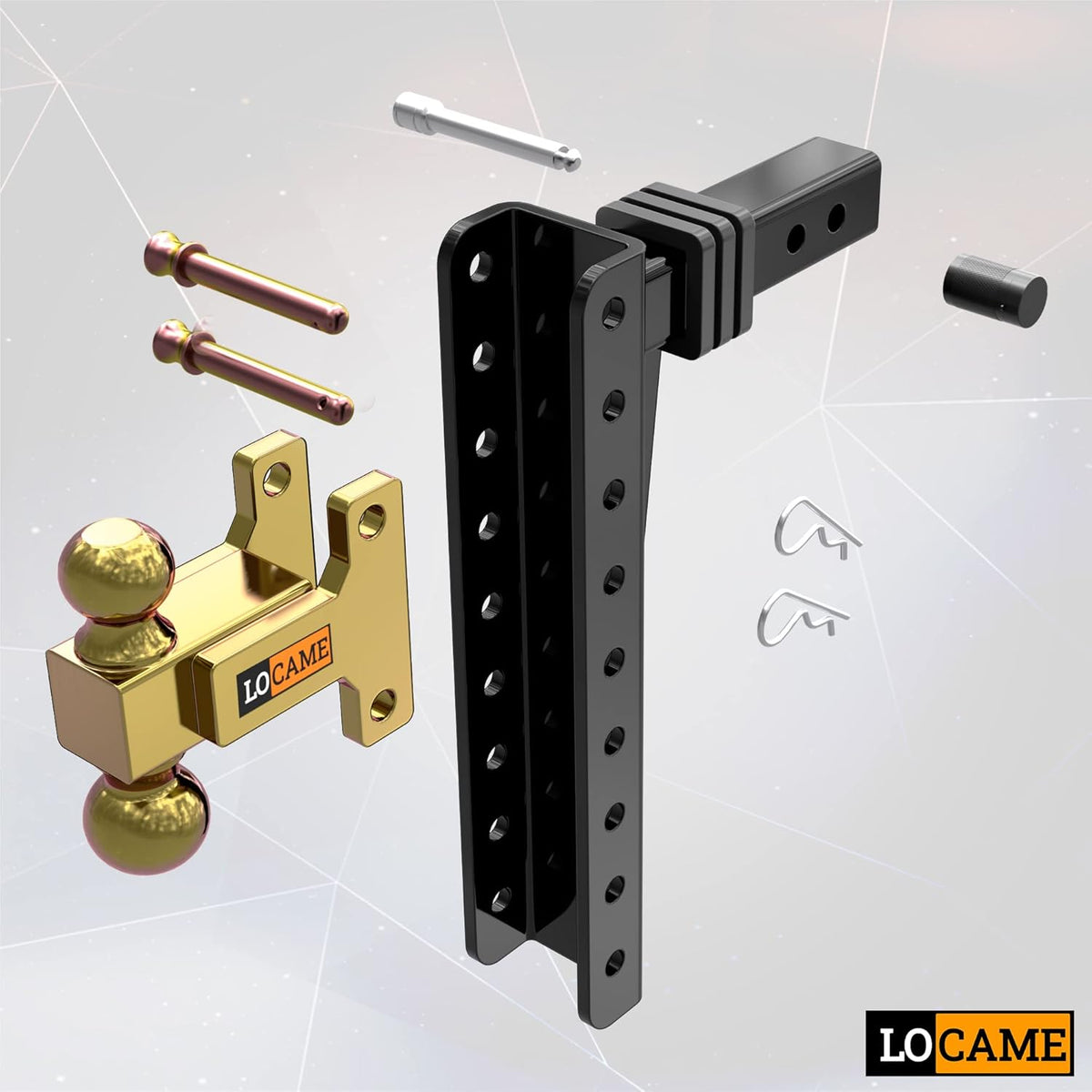 Adjustable Trailer Hitch, 2-Inch Receiver, 13-Inch Drop/Rise, 21000 LBS GTW, Double Pins, Solid Ball Mount N918592