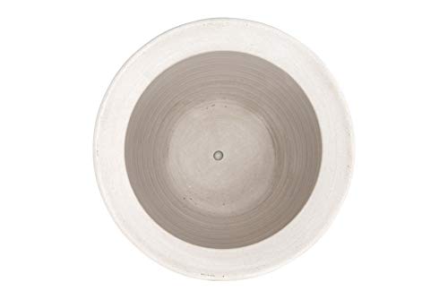 Large Matte White Embossed Stoneware Planter R9926