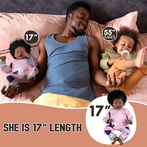 17-Inch Black Reborn Baby Doll with Cloth Body B36052