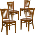 4 Pk. Vertical Slat Back Cherry Wood Restaurant Chair R100745