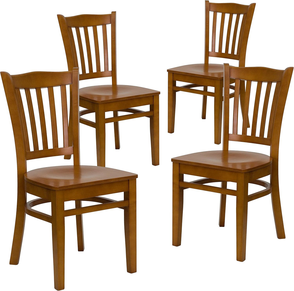 4 Pk. Vertical Slat Back Cherry Wood Restaurant Chair R100745