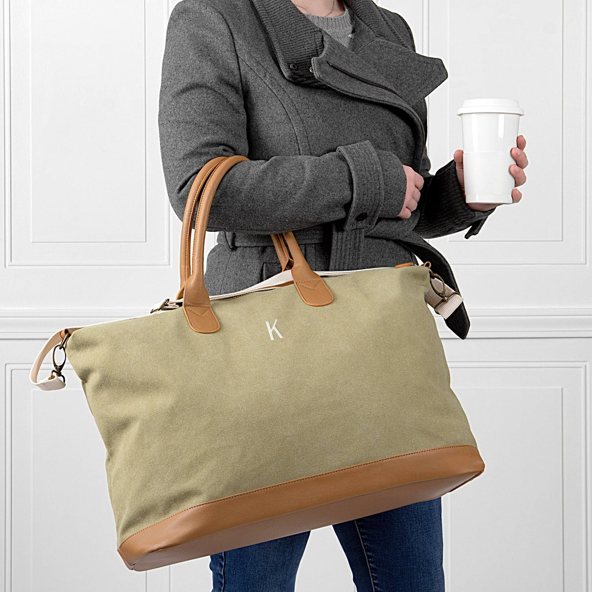 Green Washed Canvas Weekender P679