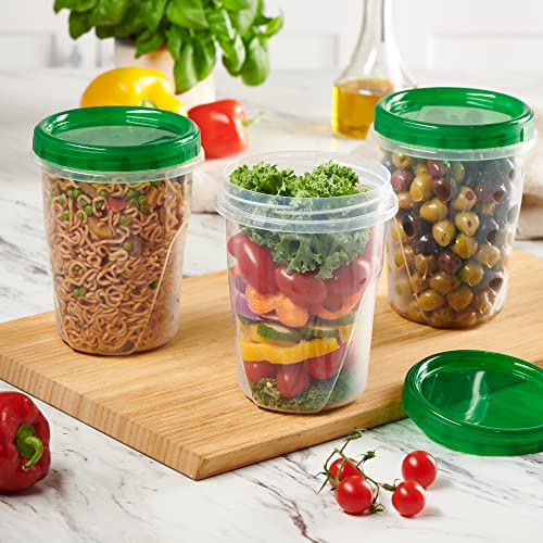 6 Pack 16 oz Green Plastic Food Storage Containers with Screw on Lid R77910