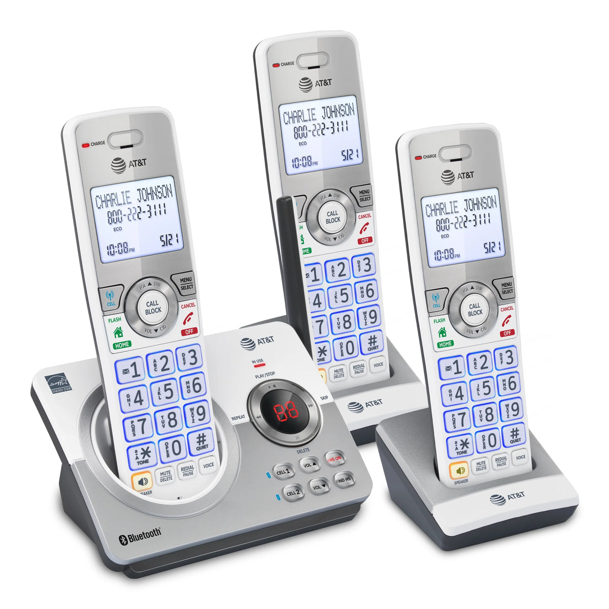 3 Handset Expandable Cordless Phone (White/Silver) U69369