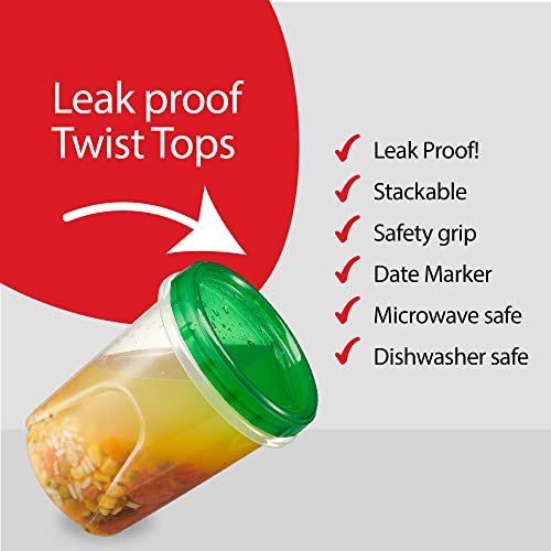 6 Pack 16 oz Green Plastic Food Storage Containers with Screw on Lid R77910