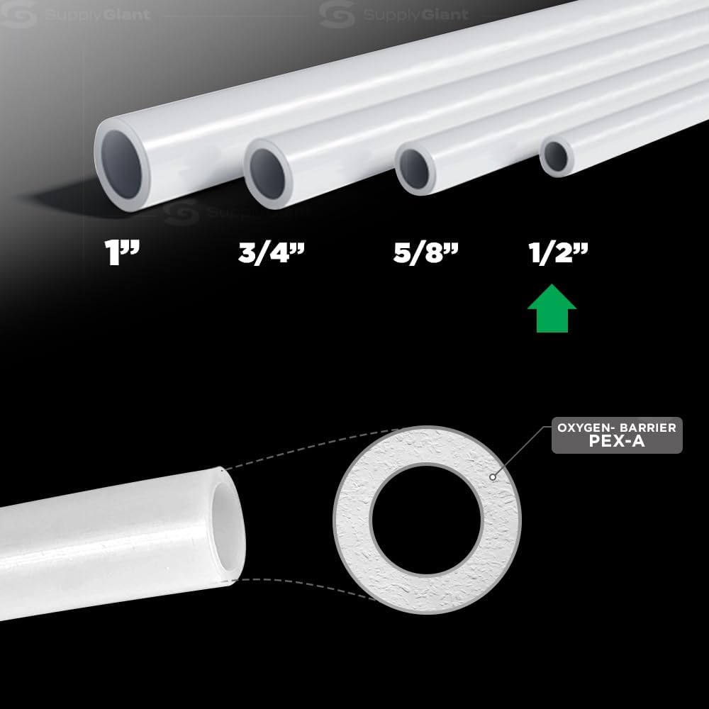 1/2 Inch X 100 Feet White PEX Pipe Tubing Coil V153