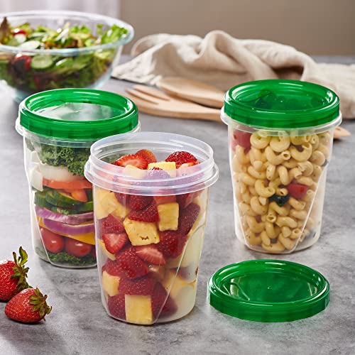6 Pack 16 oz Green Plastic Food Storage Containers with Screw on Lid R77910