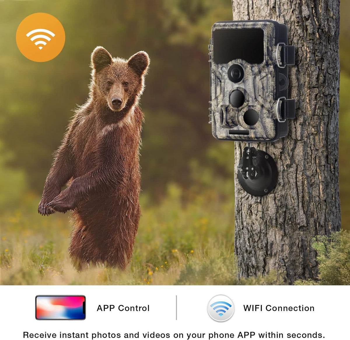 20MP 1296P WiFi Bluetooth Trail Camera with 940nm No Glow IR Night Vision Waterproof V69517