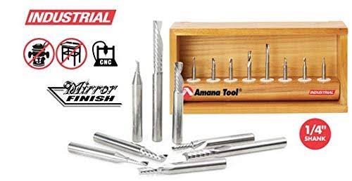 8 Pc Solid Carbide CNC Router Bit Set, 1/4 inch Shank G89106