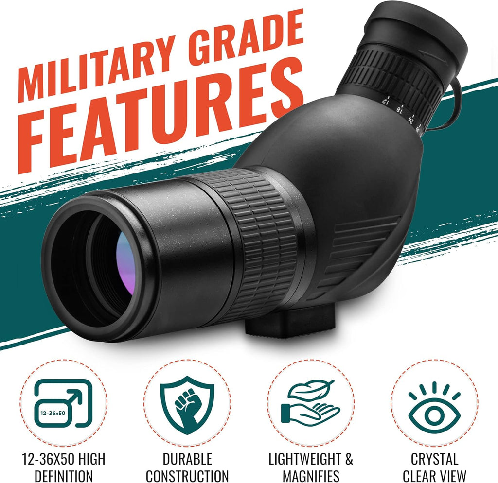12-36x50 High Definition Spotting Scope with Tripod & Carrying Case S957
