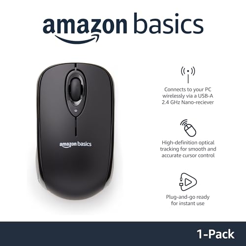 Black Wireless Optical Computer Mouse with USB Nano Receiver L304