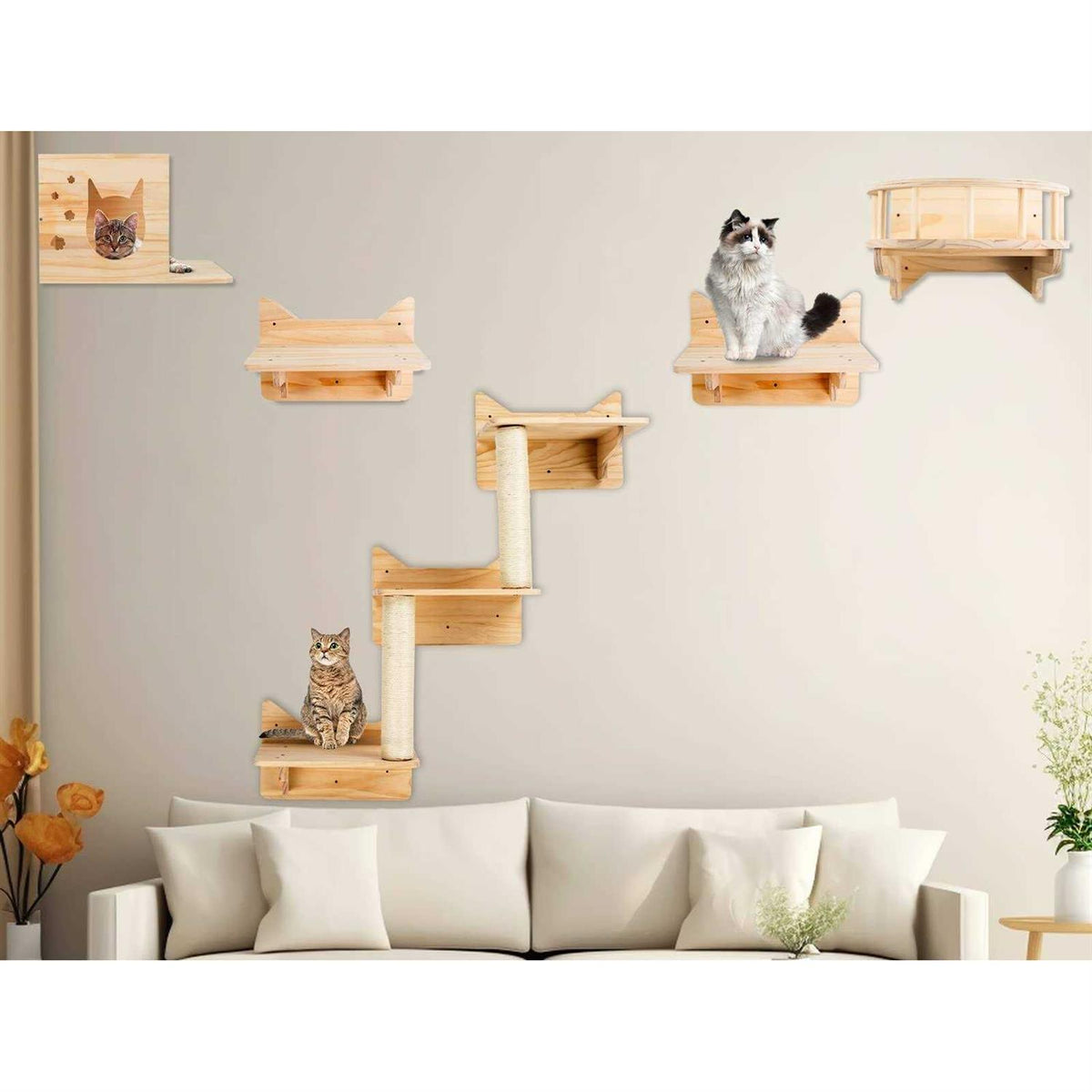 Cat Wall Shelves, Furniture Set, Shelves and Perches for Wall S609123