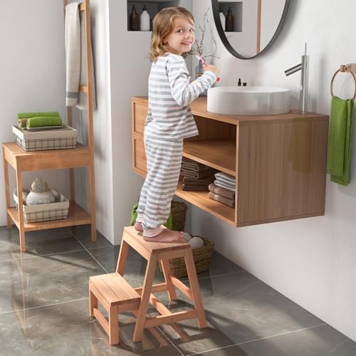 Wooden 2-Step Folding Step Stool M8743