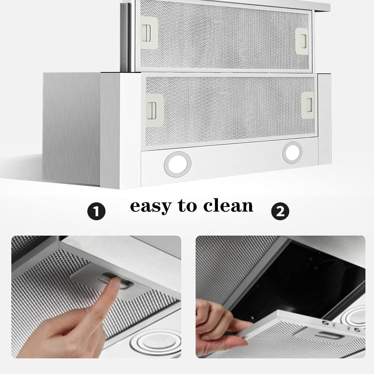 Stainless Steel 600mm Built-in Extractor Hood with LED Light A720