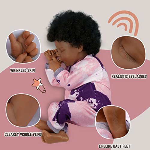 17-Inch Black Reborn Baby Doll with Cloth Body B36052