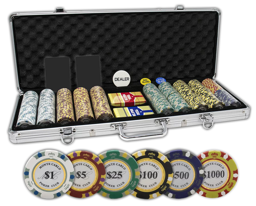 Set of 500 14 Gram 3 Tone Chips with Aluminum Case I497