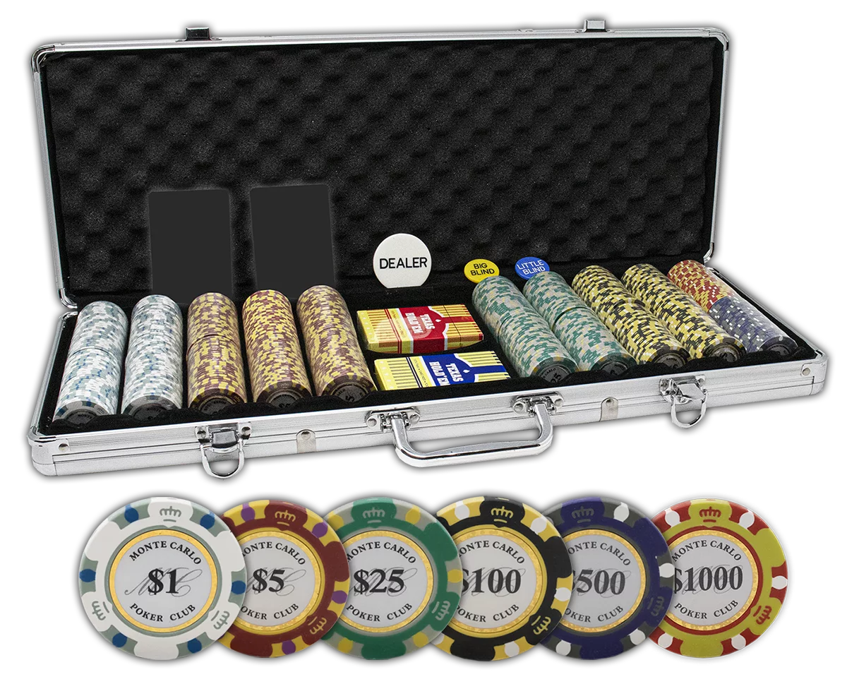 Set of 500 14 Gram 3 Tone Chips with Aluminum Case I497