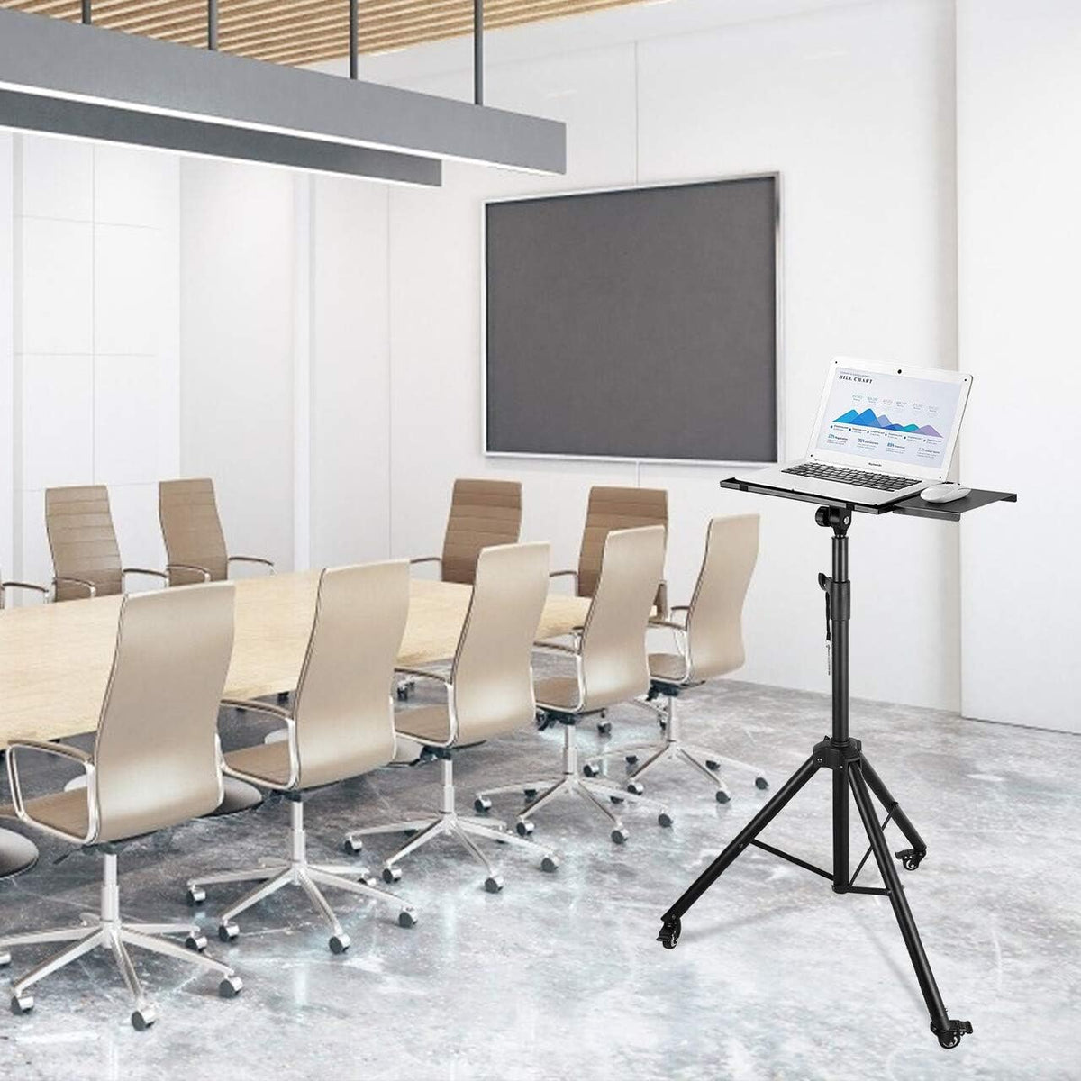 Projector Tripod Stand with Height Adjustable Plate and Casters Q641610