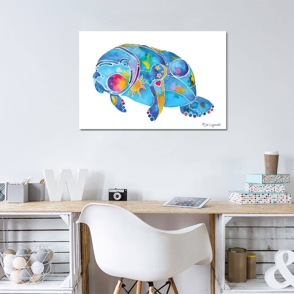 Manatee Watercolor Canvas Art Wall Decor H2500
