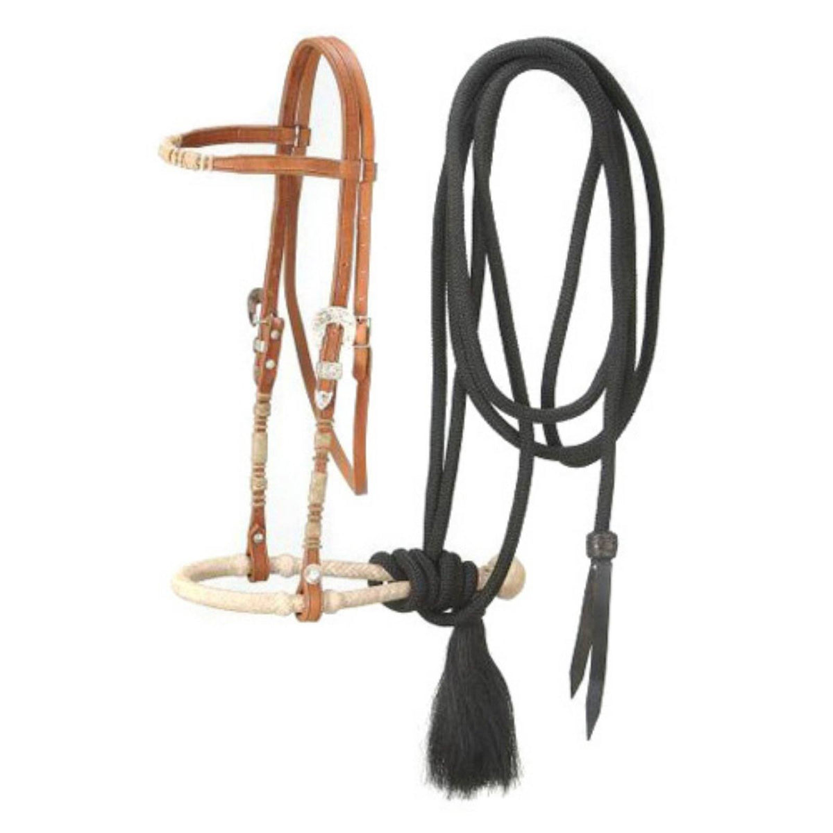Light Oil Browband Headstall Bosal Mecate Set W8287