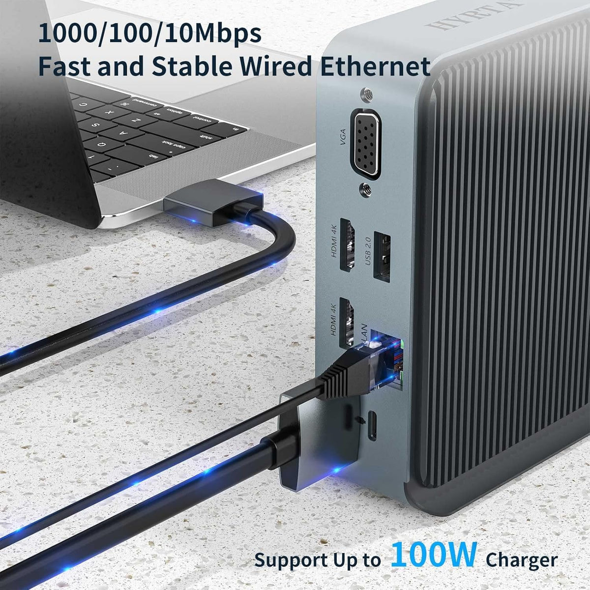 USB C Docking Station with Dual HDMI, VGA, Ethernet, SD/TF Card Reader C48513