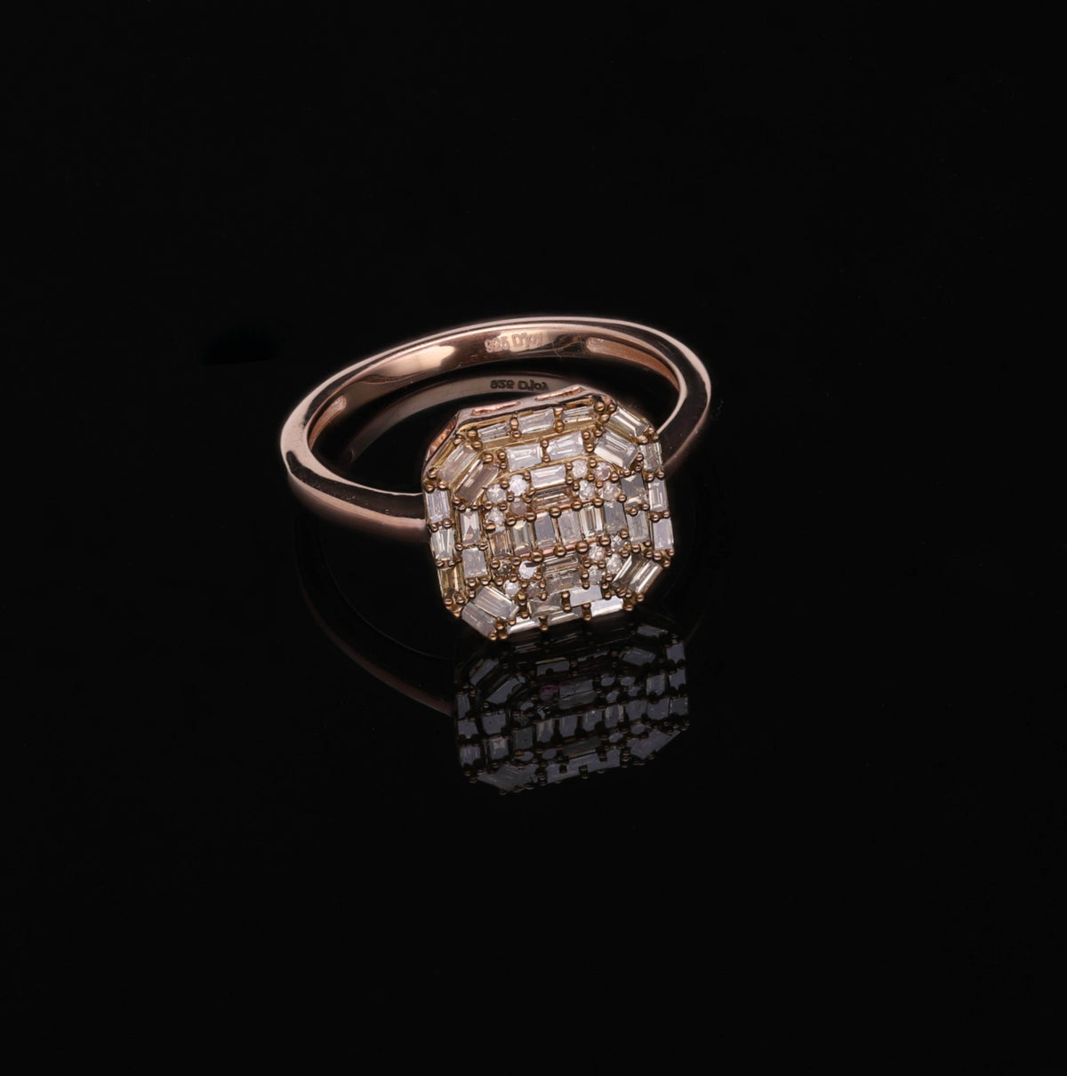 0.5 Ct 925 Sterling Silver Baguette Natural Champagne Diamond Cluster Engagement Ring Size 7 F694