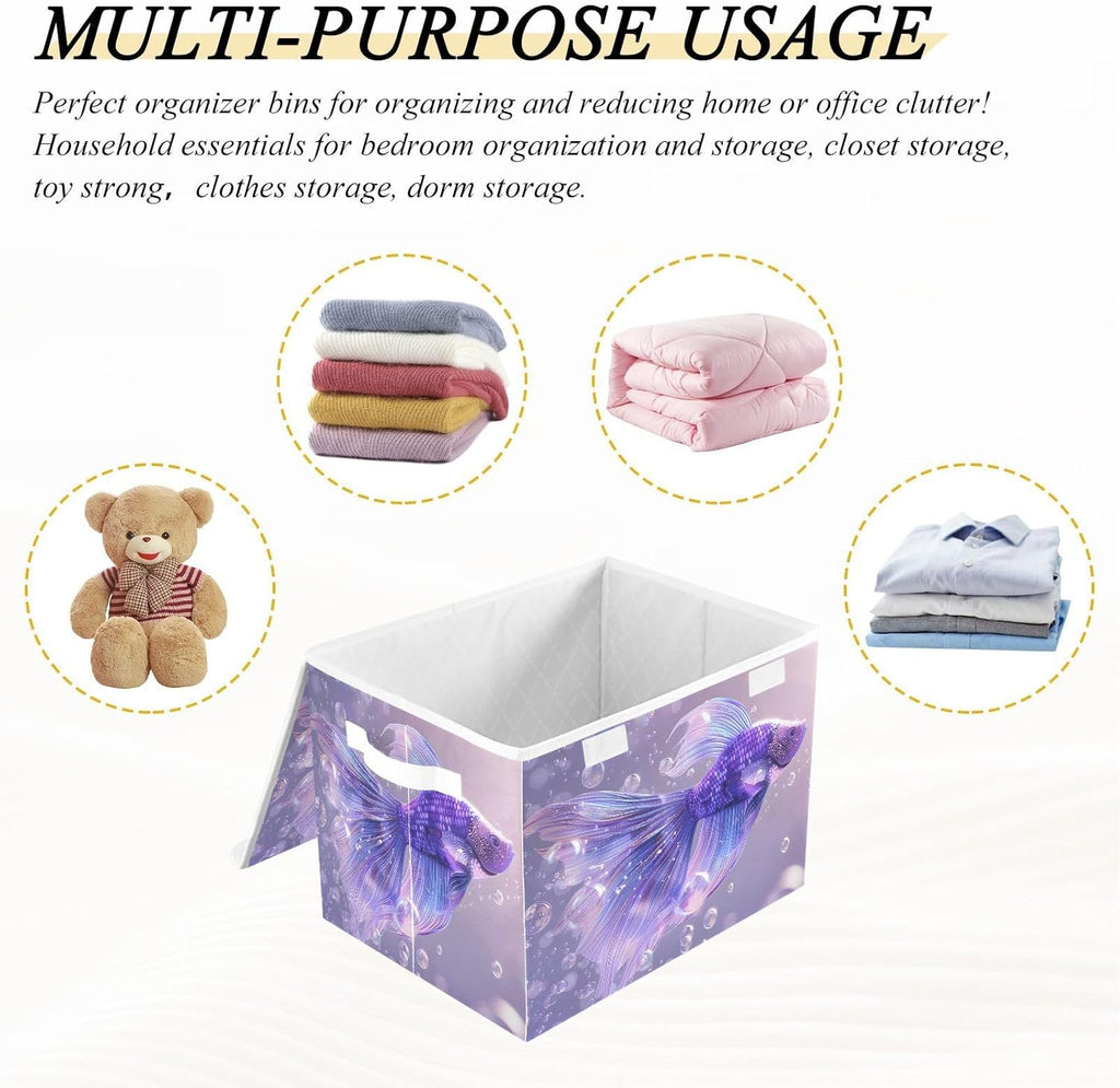 Containers Baskets with Lids Fabric Foldable Storage Bins Organizer with Lid Collapsible Storage Boxes K898
