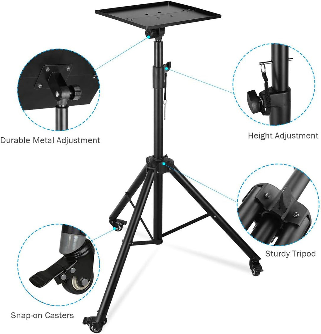 Projector Tripod Stand with Height Adjustable Plate and Casters Q641610