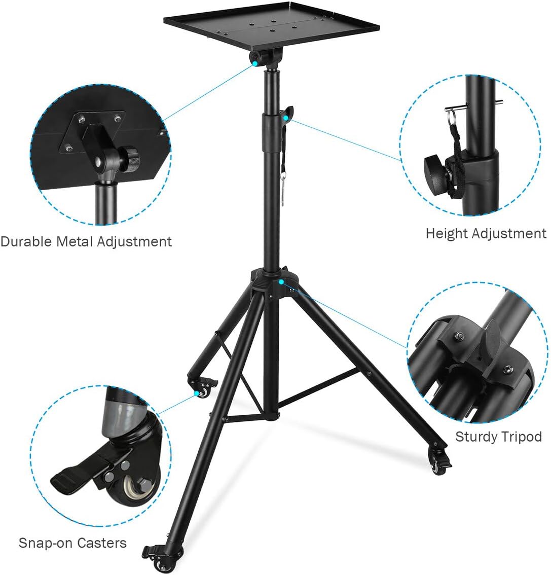 Projector Tripod Stand with Height Adjustable Plate and Casters Q641610