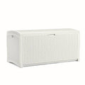 White Wicker Resin Deck Box, 99 Gallon B659230