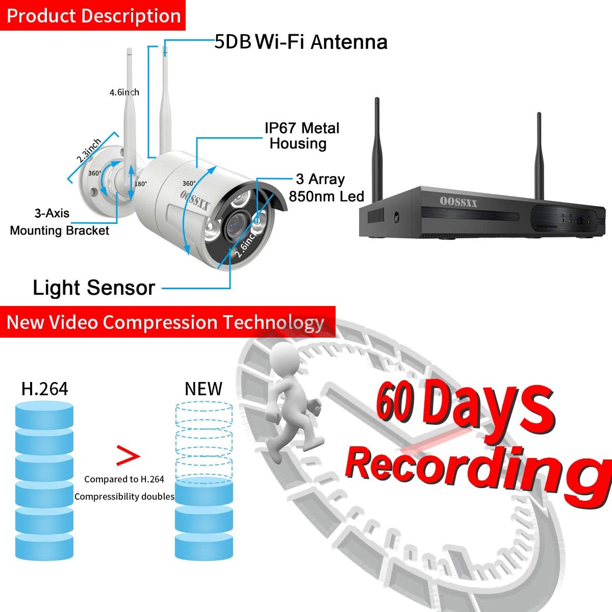 2K Wireless Security Camera System with 4TB HDD U612