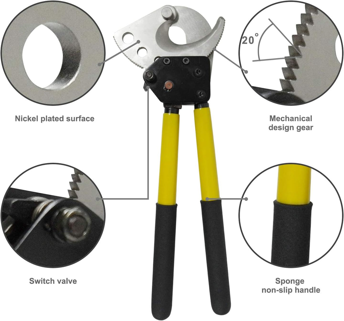 Heavy Duty Ratchet Cable Wire Cutter 13.6 Inch Pack of 2 Y4843