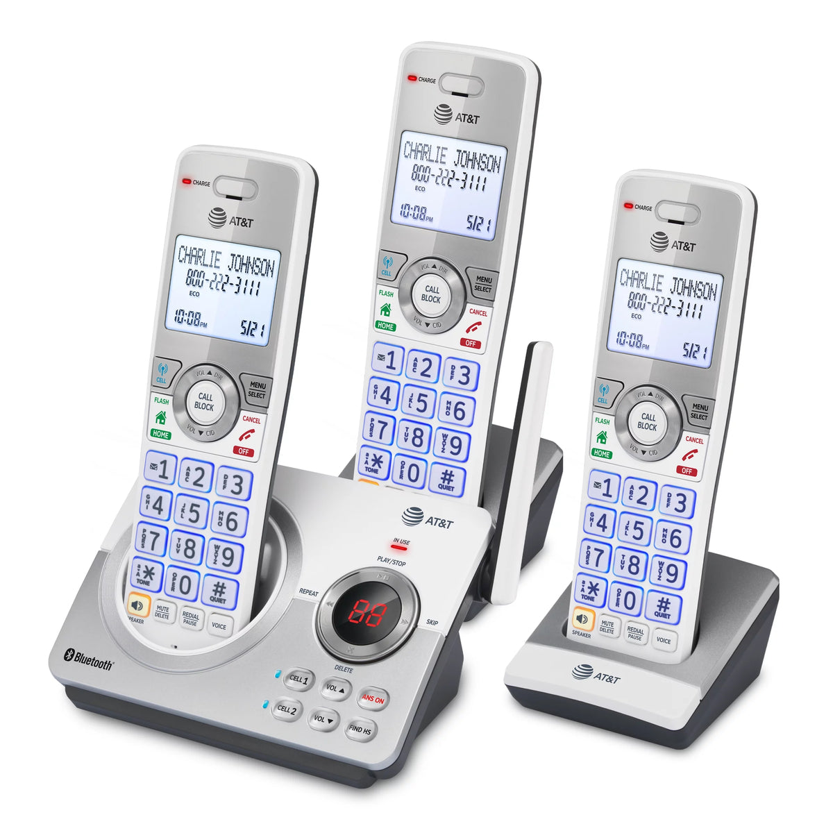 3 Handset Expandable Cordless Phone (White/Silver) U69369