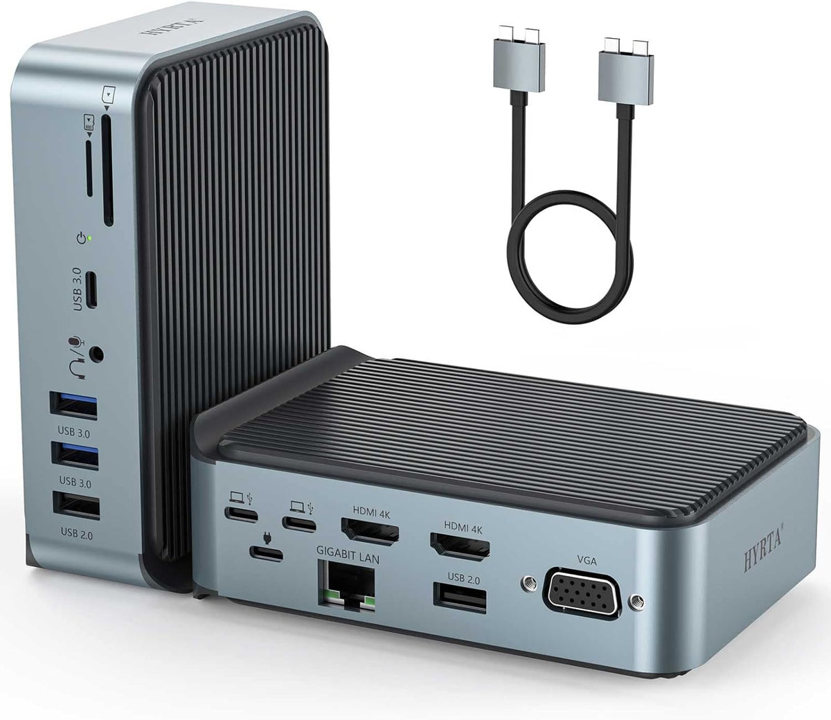 USB C Docking Station with Dual HDMI, VGA, Ethernet, SD/TF Card Reader C48513