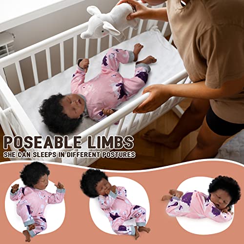 17-Inch Black Reborn Baby Doll with Cloth Body B36052