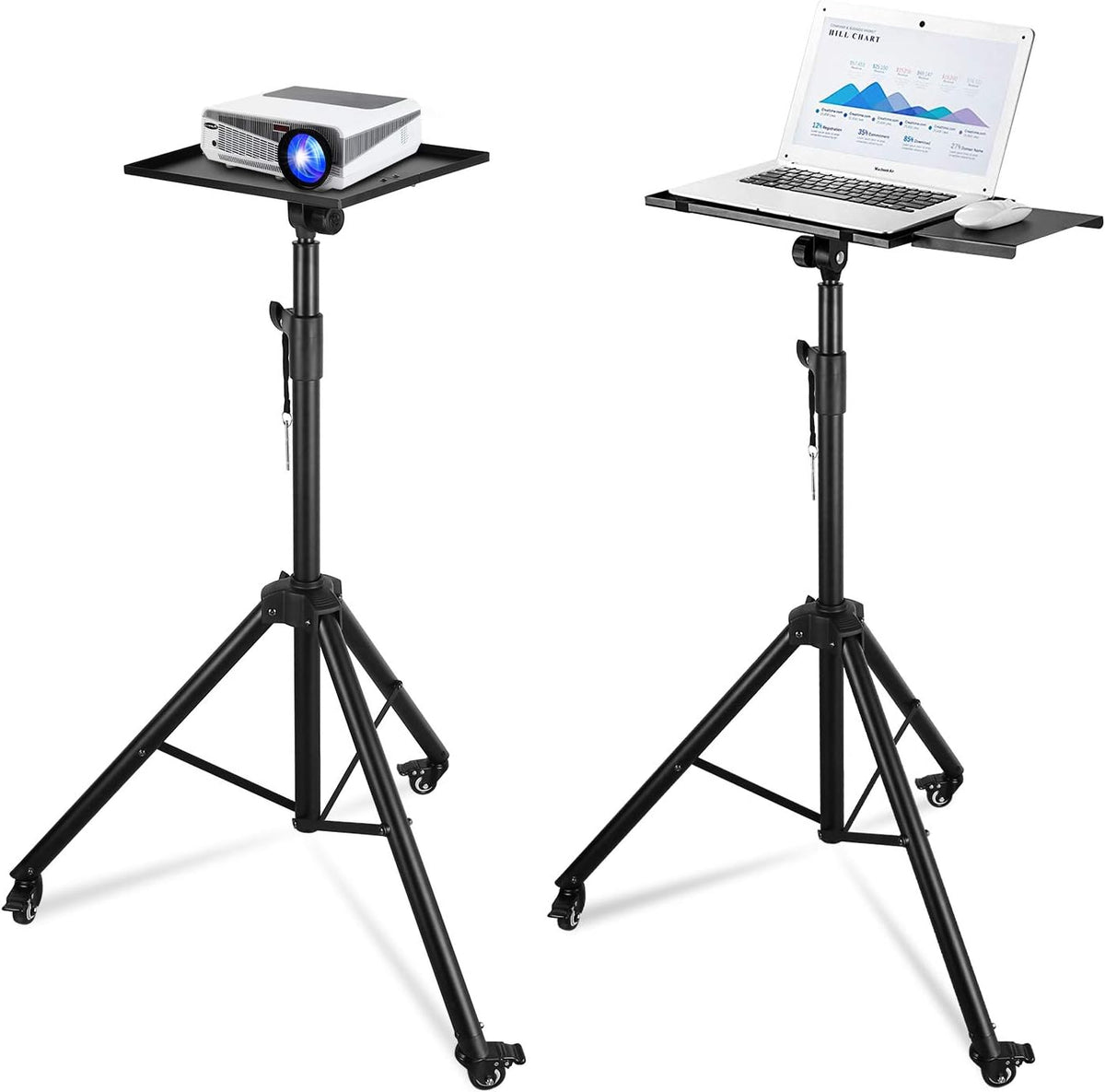 Projector Tripod Stand with Height Adjustable Plate and Casters Q641610
