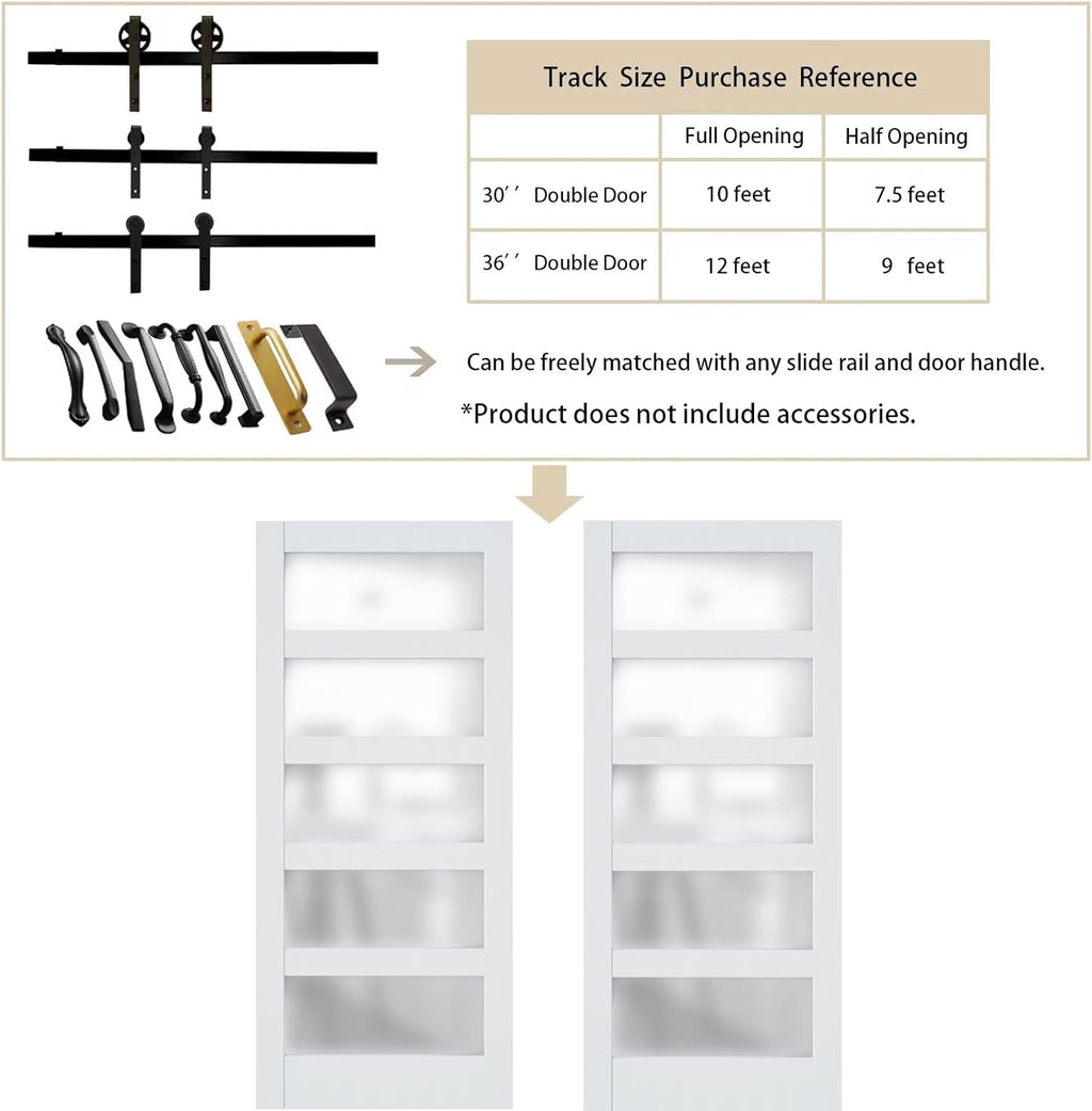 36''x84'' Frosted Glass Barn Door x 2 J7253