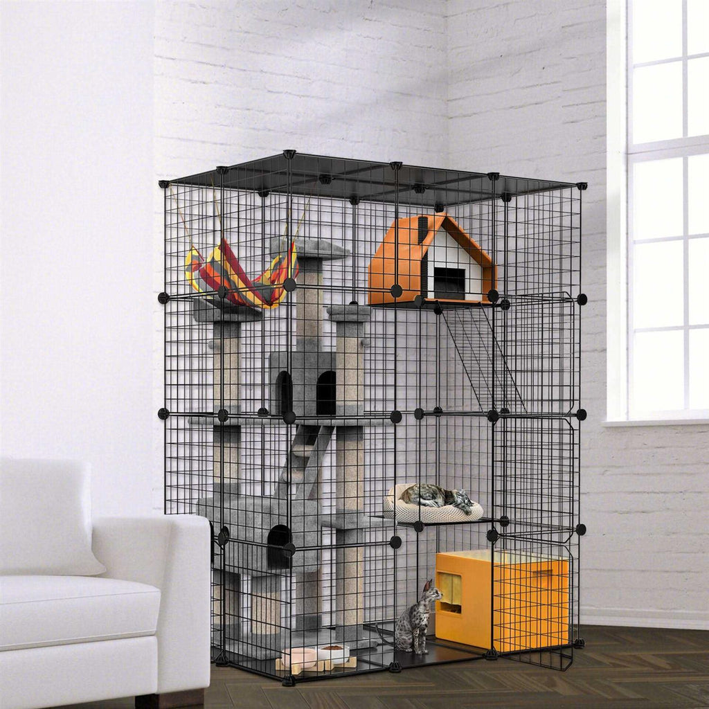DIY 4-Door Large Cat Cage Playpen S57680