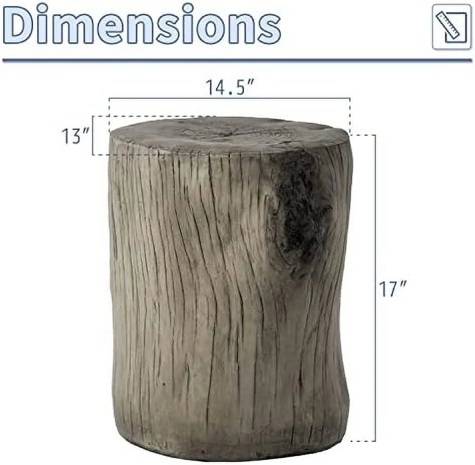Rustic Stump Side Table Chocolate Brown Wood-Look End Table Stool N9187